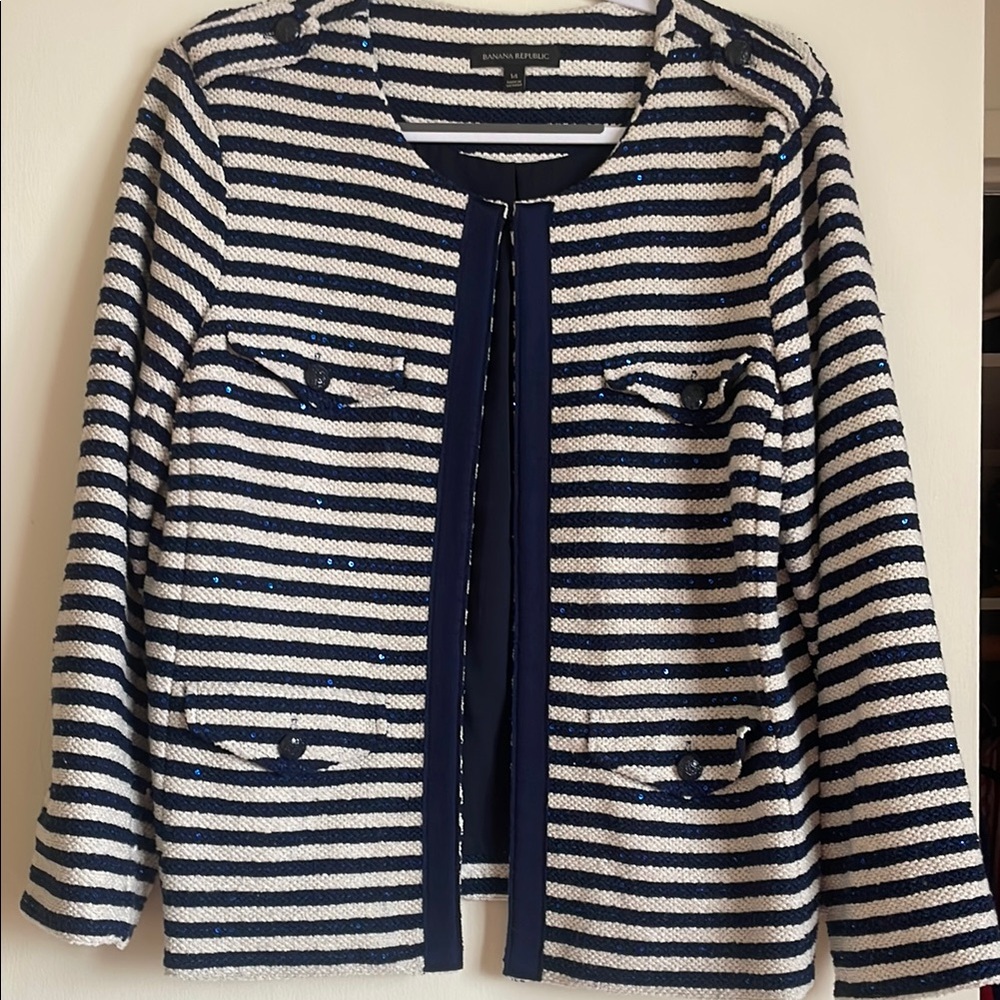 Striped Navy and White Women's Jacket